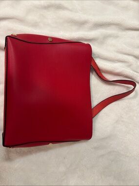 Elegant Red Tote Bag with Gold Accents - Unbranded